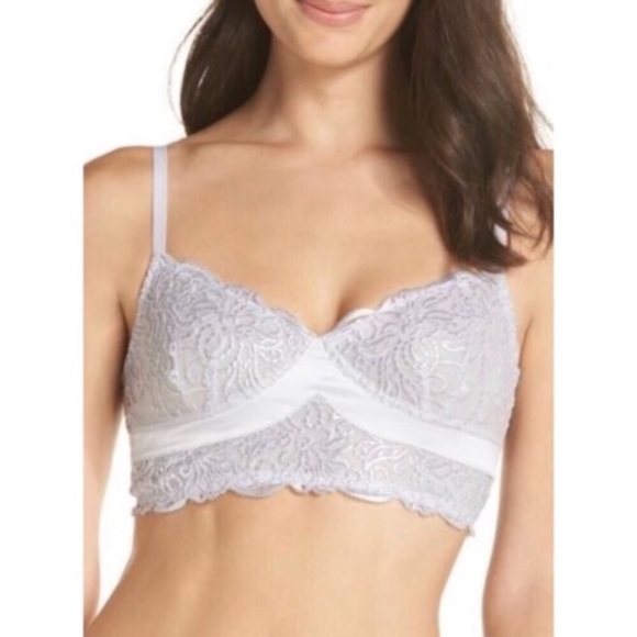 Free People Intimately FP Evelina Lavender Purple Metallic Lace Bralette NWT S - Picture 2 of 9